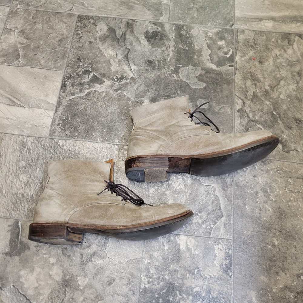 Fiorentini + Baker Eternity Taupe Oiled Suede Lace Up Distressed‎ Ankle Boots 9 - Picture 3 of 9